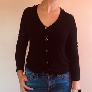 Jolie Black Waffle Knit Top